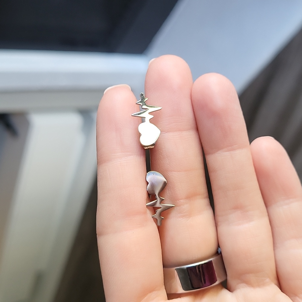 ECG heart earrings silver